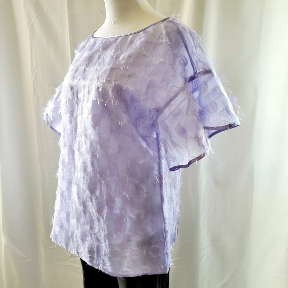 Purple Levender Shortsleeve Blouse Sheer Lightweight By Banana Republic - Picture 2 of 9